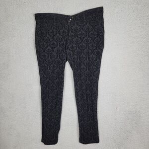 Seven7 Jeans Womens 10 Black Velvet Flocked Paisley